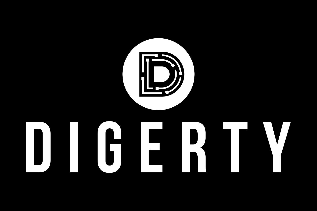 The Digerty logo in white, on a black background.
